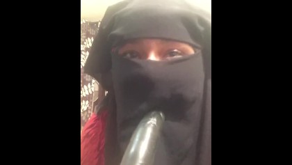 Indonesian hijab burqa boobs play