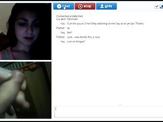 Omegle girl watches cum
