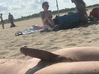 best of Beach handjob on amateur dick black