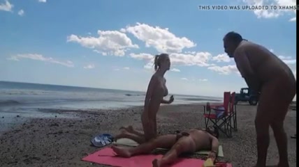best of Beach brunette white on masturbate penis