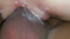 close up pussy fingering and red dildo oily masturbation.