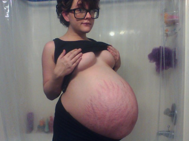 Huge Pregnant Belly On Webcam
