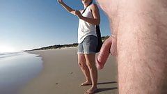 Wife checking out cocks at beach